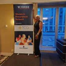 Avis at the &#039;23 Forge Technology Sourcing Conference, where TCGi sponsored the Women in Procurement segment!